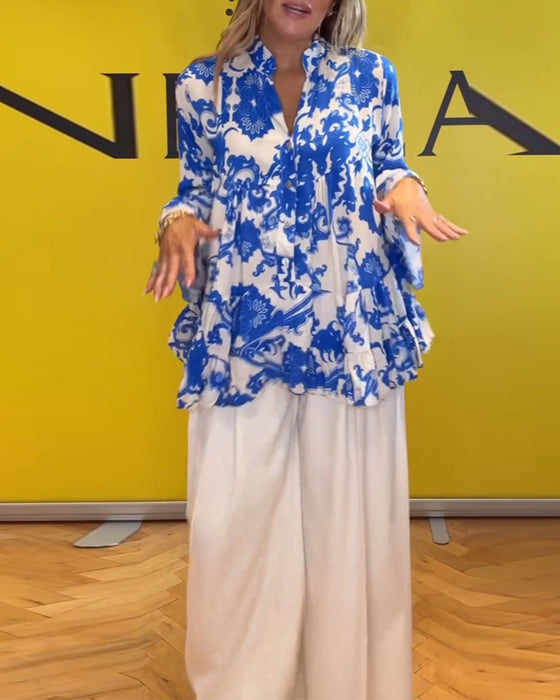 Chemisier imprimé frais à manches longues