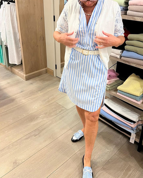 Robe Revers Rayure Fente