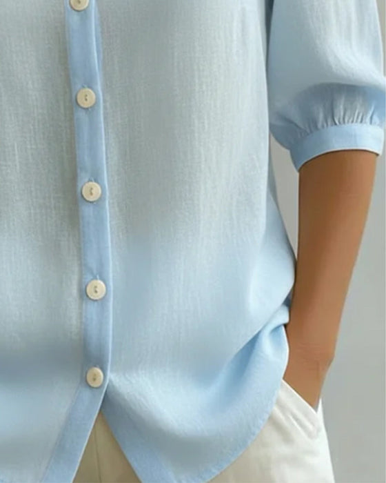Chemise Coton Manche Moyenne Col Peter Pan