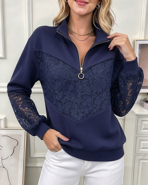 Sweat Col Montant Fermeture Éclair Évidé