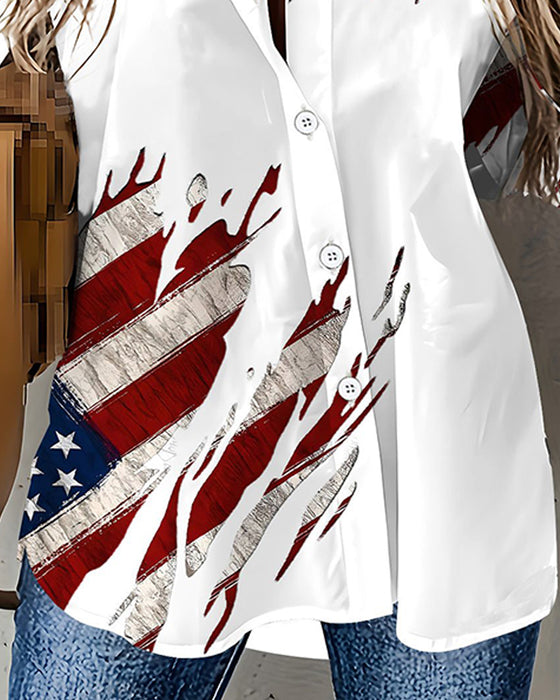 Blouse Imprimé Drapeau Boutonnage