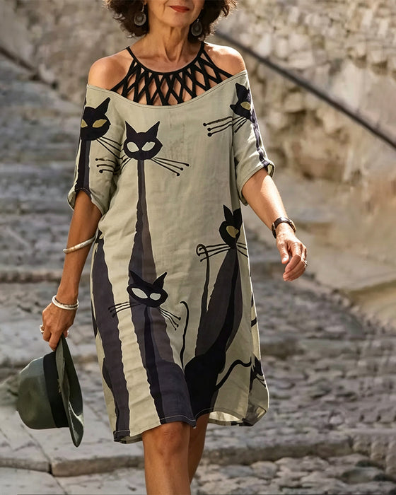 Robe Décontractée Imprimée Ajourée