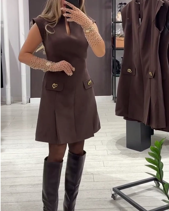 Robe Col V Élégante Sans Manches