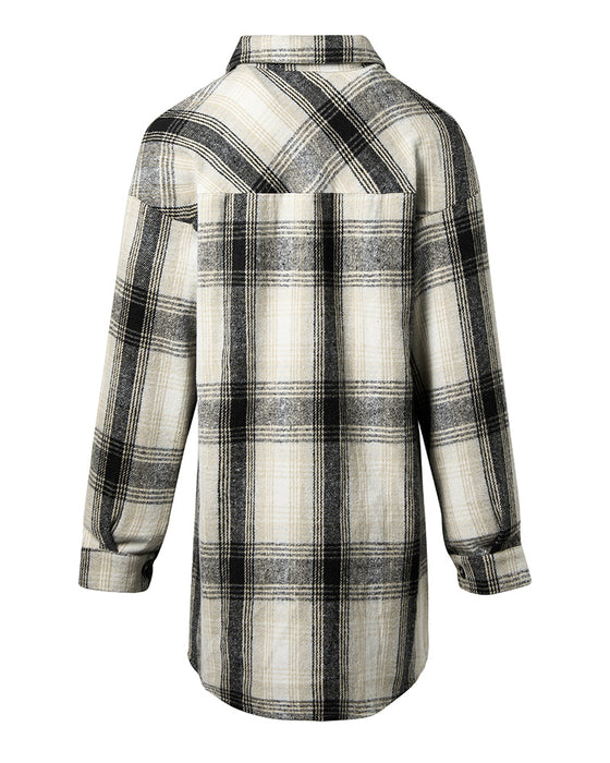 Chemise décontractée à imprimé écossais avec poche