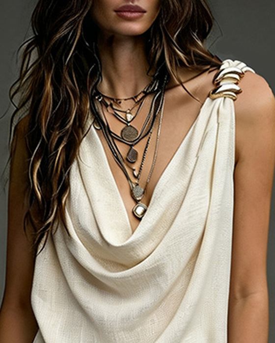 Robe Cowls Col Drapé Fente Maxi