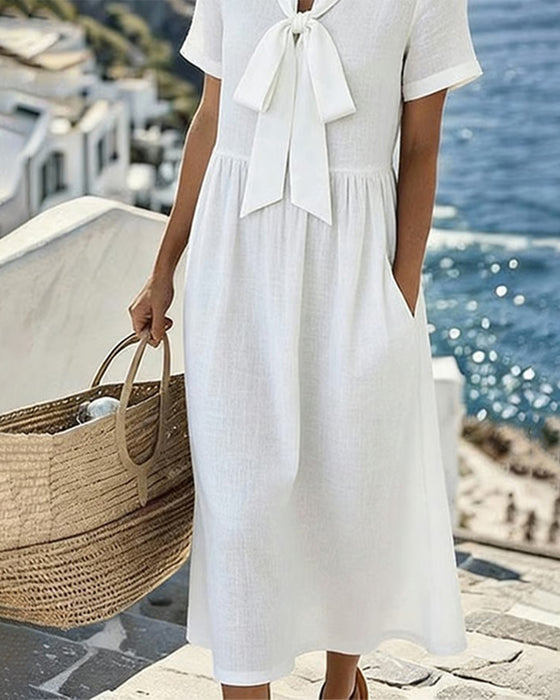 Robe Élégante Manches Courtes Ligne A