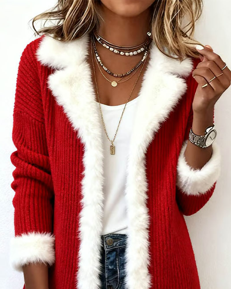 Manteau Noël Rouge Peluche Bordure