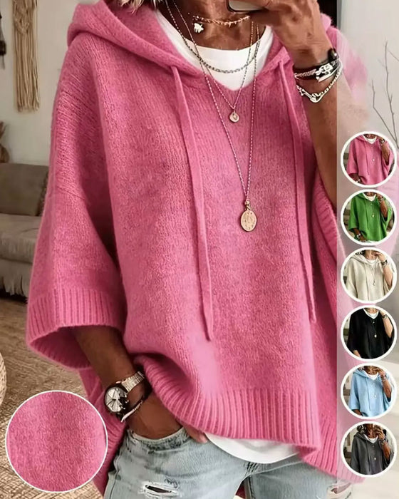 Pullover Capuche Décontracté Élégant Tricoté