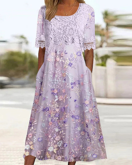 Robe Dentelle Florale Patchwork Ligne A