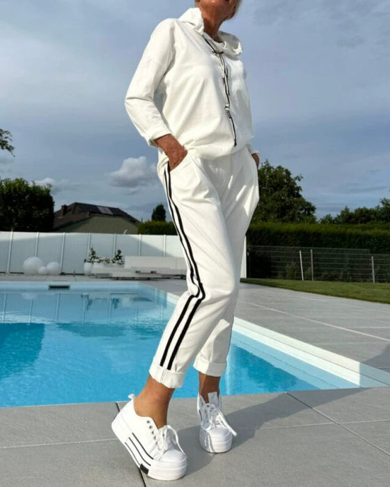 Ensemble De Deux Pièces Décontracté Avec Sweat À Capuche Et Pantalon Pour Femmes