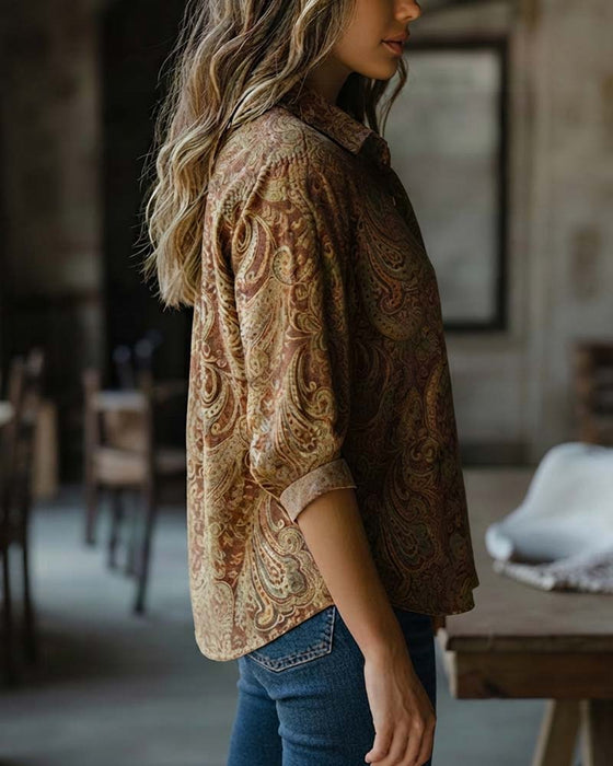 Chemise À Manches Longues Avec Motif Paisley Style Vintage