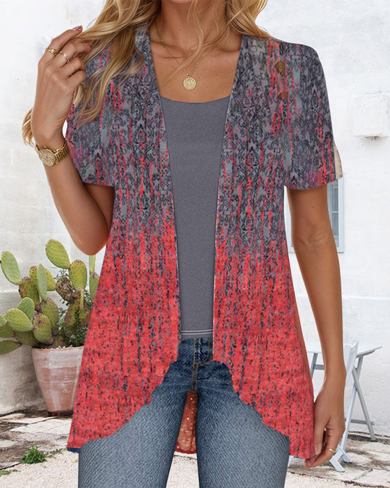 Blouse Fausse Deux-Pièces Manches Courtes Irrégulier