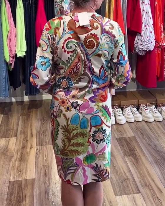 Robe Col Montant Fleuri