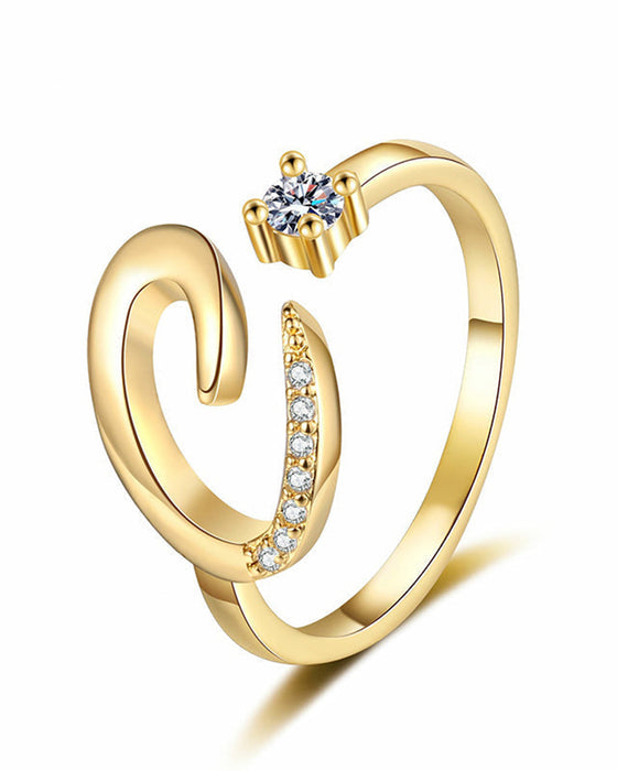 Bague Réglable Scintillante Avec Initiale Pour Femmes