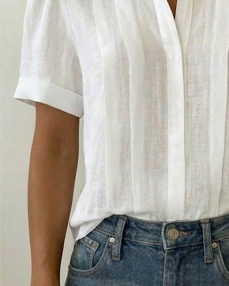 Chemise Vertical Plissé Revers