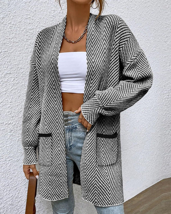 Cardigan Poches Long Pull