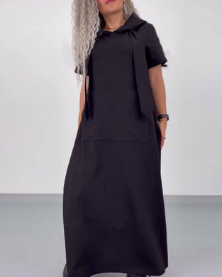 Robe Couleur Unie Sweat À Capuche Décontracté