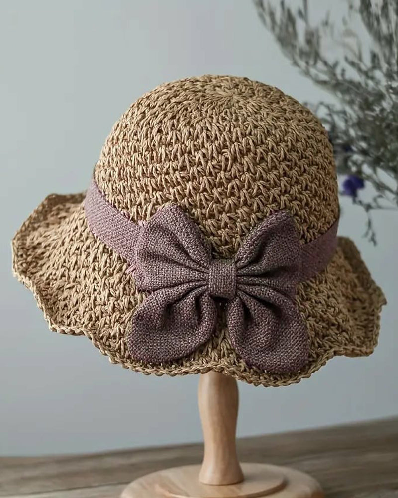 Chapeau Décontracté Vacances Nœud Papillon Paille