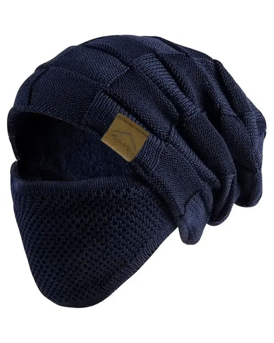 Bonnet Tricoté Masque Ensemble Hiver Bonnet Visage Oreille Couverture