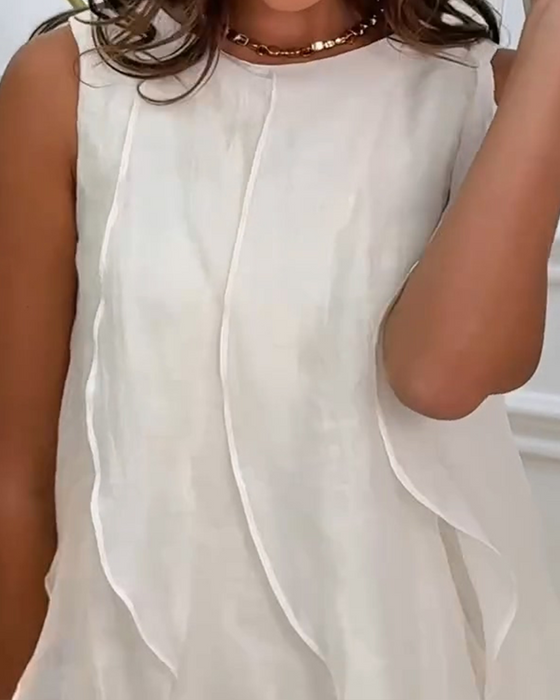 Robe Sans Manches Volant Élégante