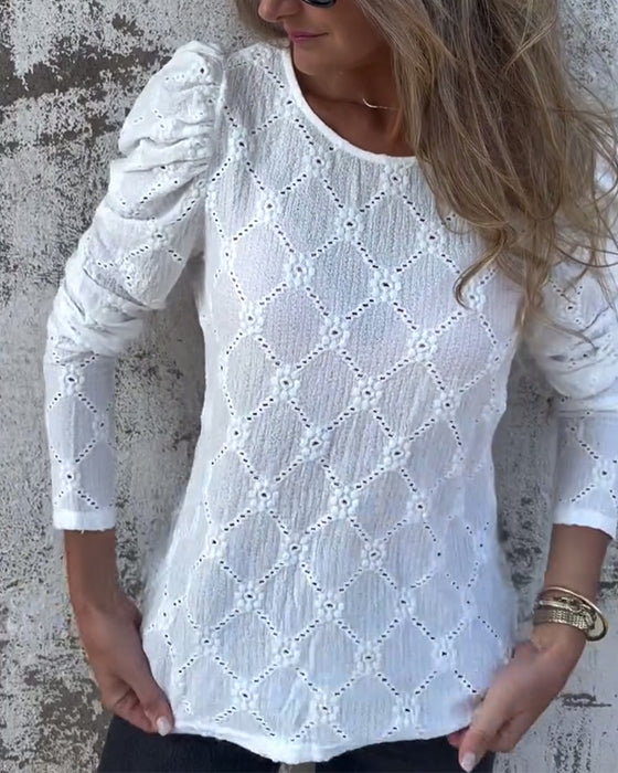Blouse À Manches Bouffantes Et Découpes