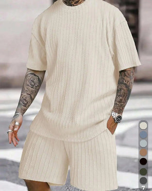 Ensemble Homme T-Shirt Rayé Et Short Col Crew