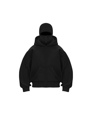 Manteau Sweatshirt Zippé à Double Capuche Unisexe
