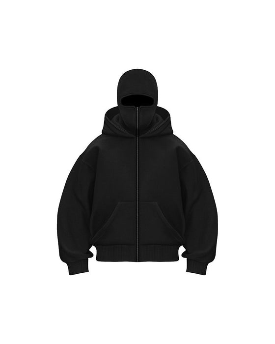 Manteau Sweatshirt Zippé à Double Capuche Unisexe