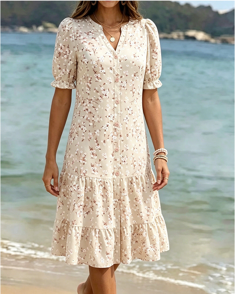 Robe Florale Col V Superposée