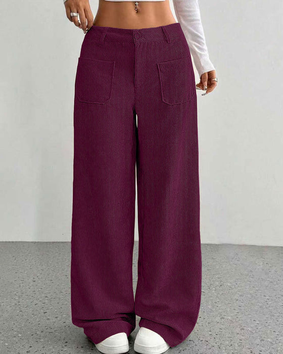 Pantalon Devant Dos Poche Unie Jambe Droite Long