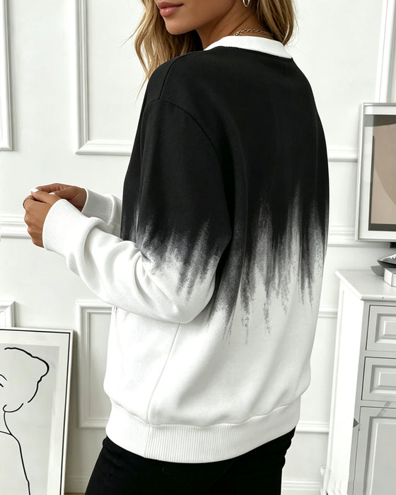 Sweat‑shirt Décontracté Dégradé Manches Longues