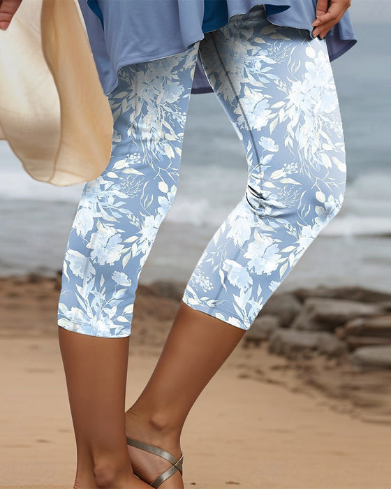 Pantalon Stretch Casual Imprimé Court