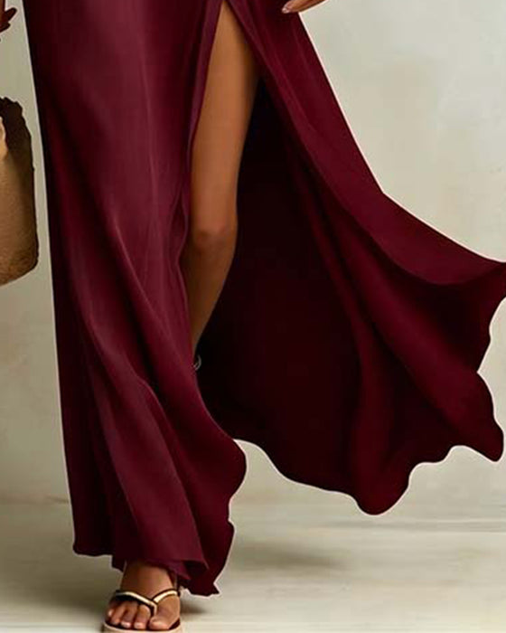 Robe À Épaule Inclinée Et Fente