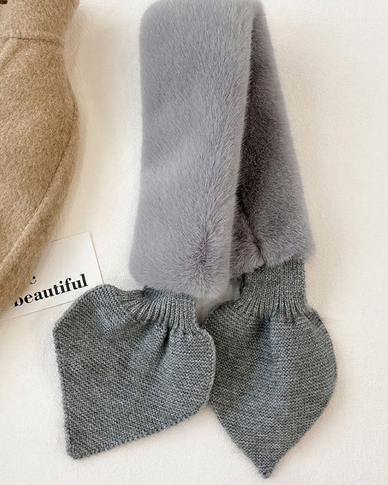 Écharpe En Fourrure Tricotée Patchwork À La Mode