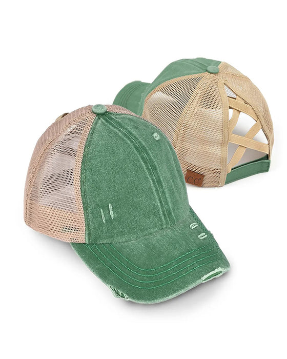 Casquette Ajustable Dos Croisé Denim Usé Baseball