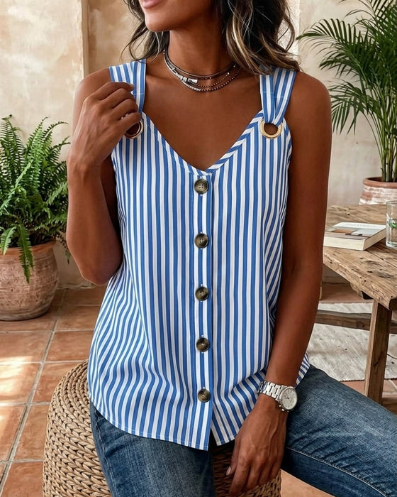 Cami Top Bretelles Anneau Métallique Rayé