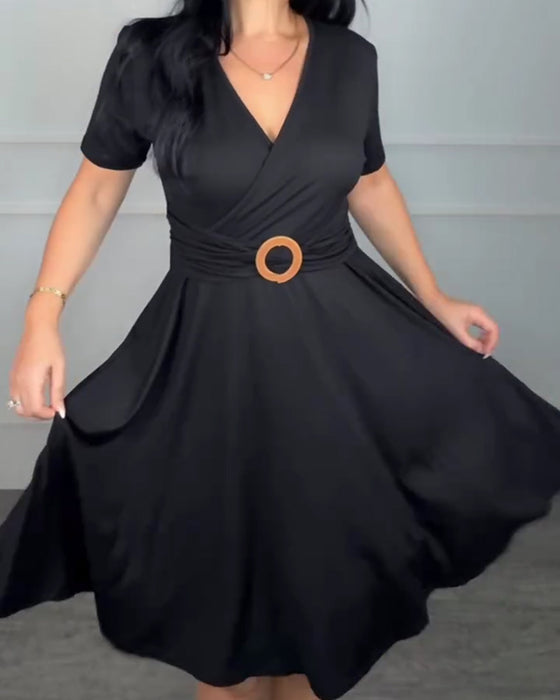 Robe Col En V Portefeuille Taille Coupe A