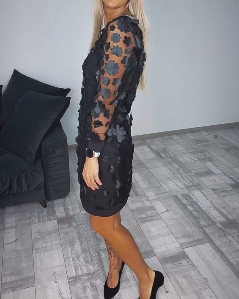 Robe À Détails Patchwork Et Fleurs 3d