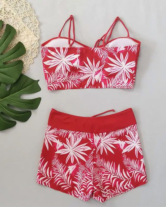 Bikini Haute Taille Boyleg Imprimé