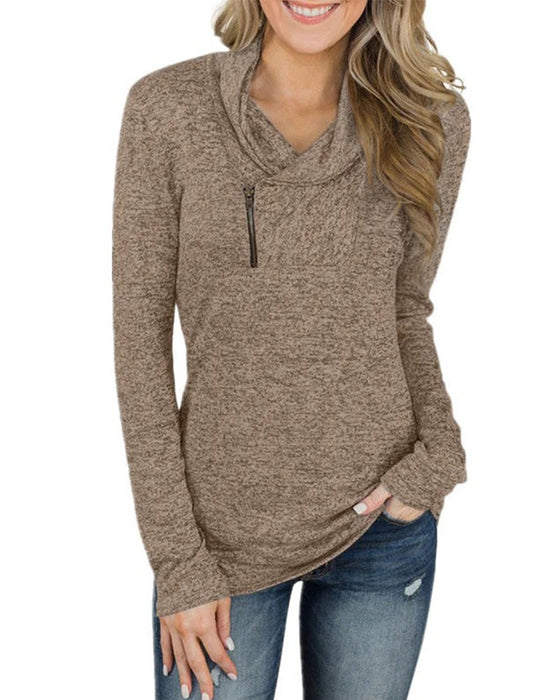 Haut Unie Pullover Fermeture Éclair Ajusté
