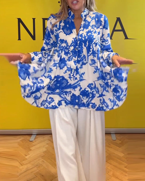 Chemisier imprimé frais à manches longues