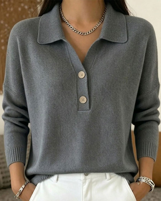 Pullover Demi-Patte Bouton Décontracté
