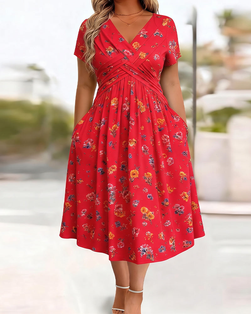 Robe Florale Twist Manche Courte