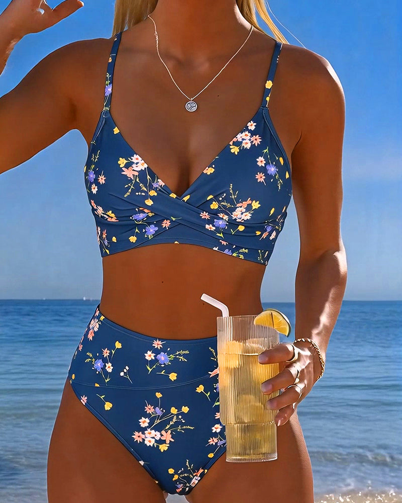 Bikini Sexy Entrecroisé Imprimé Floral