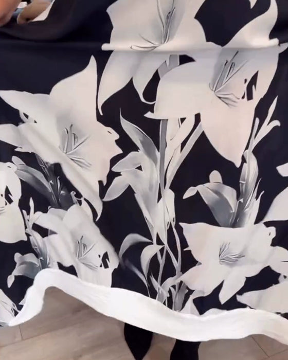 Robe À Col Imprimée Oversize Maxi