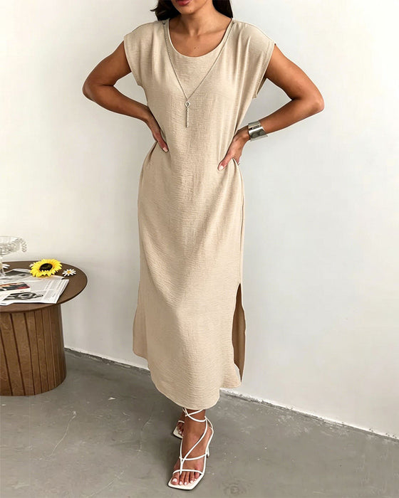 Robe Midi Longueur Fente Lâche
