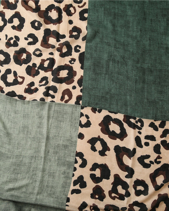 Écharpe Femme Léopard Patchwork Imprimé Franges Châle