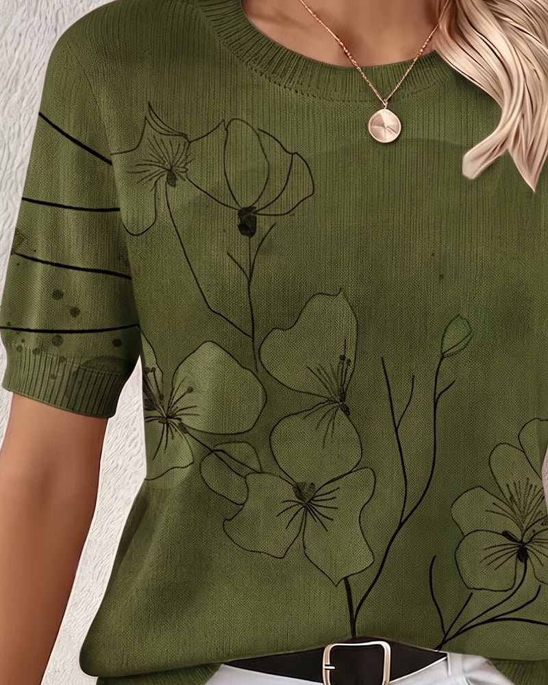 Pull-Over Imprimé Manches Courtes Col Rond