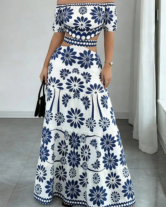 Robe Off-Shoulder Florale Découpée