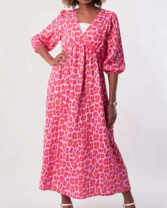 Robe Femme Col V Imprimé